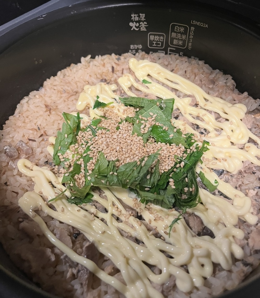 さば缶炊き込みご飯完成