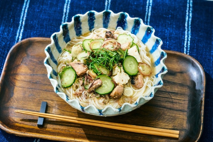 いわし味噌煮のひや汁風香味そうめん