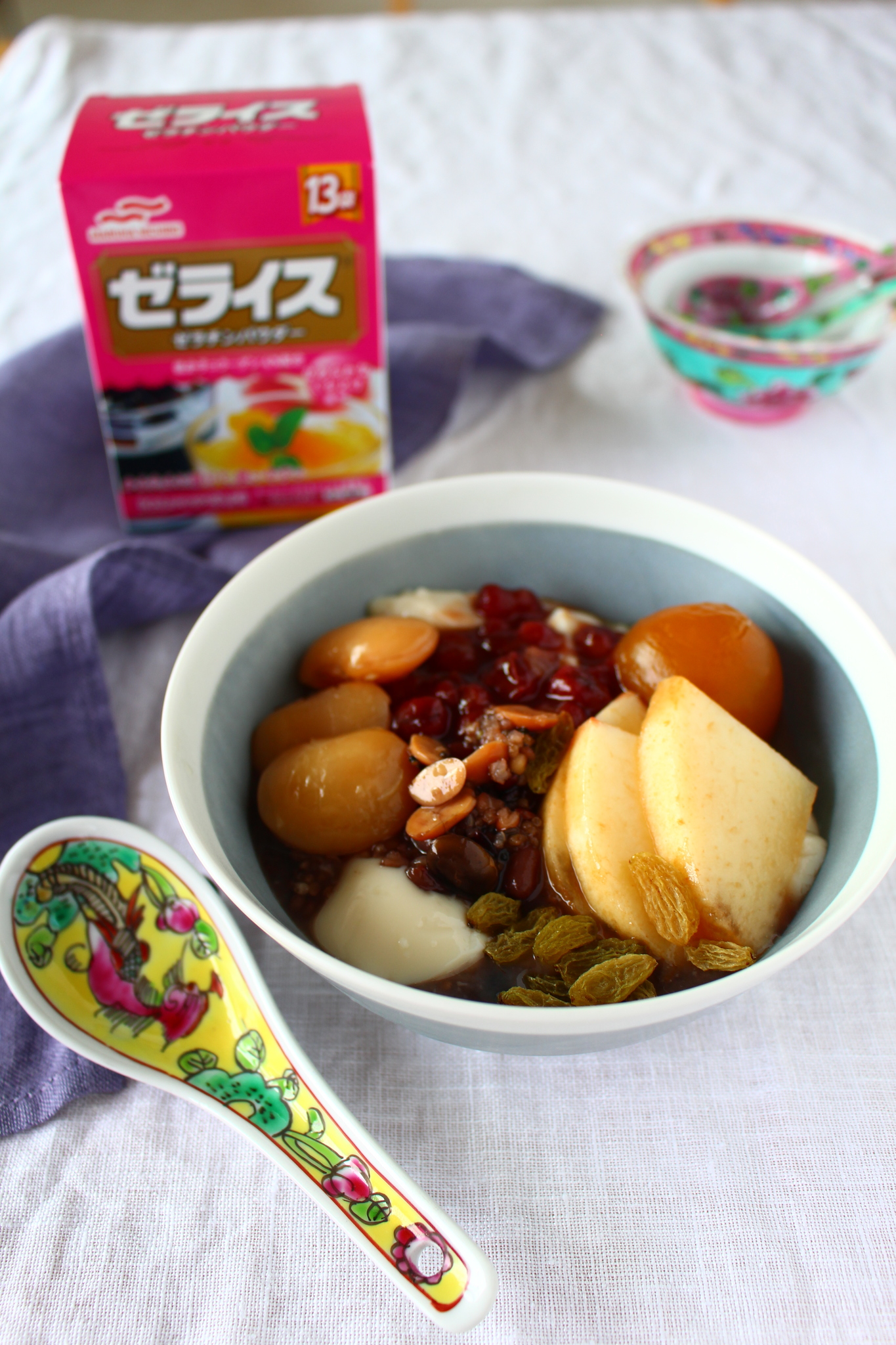 雑穀入り ジンジャーシロップの豆花。