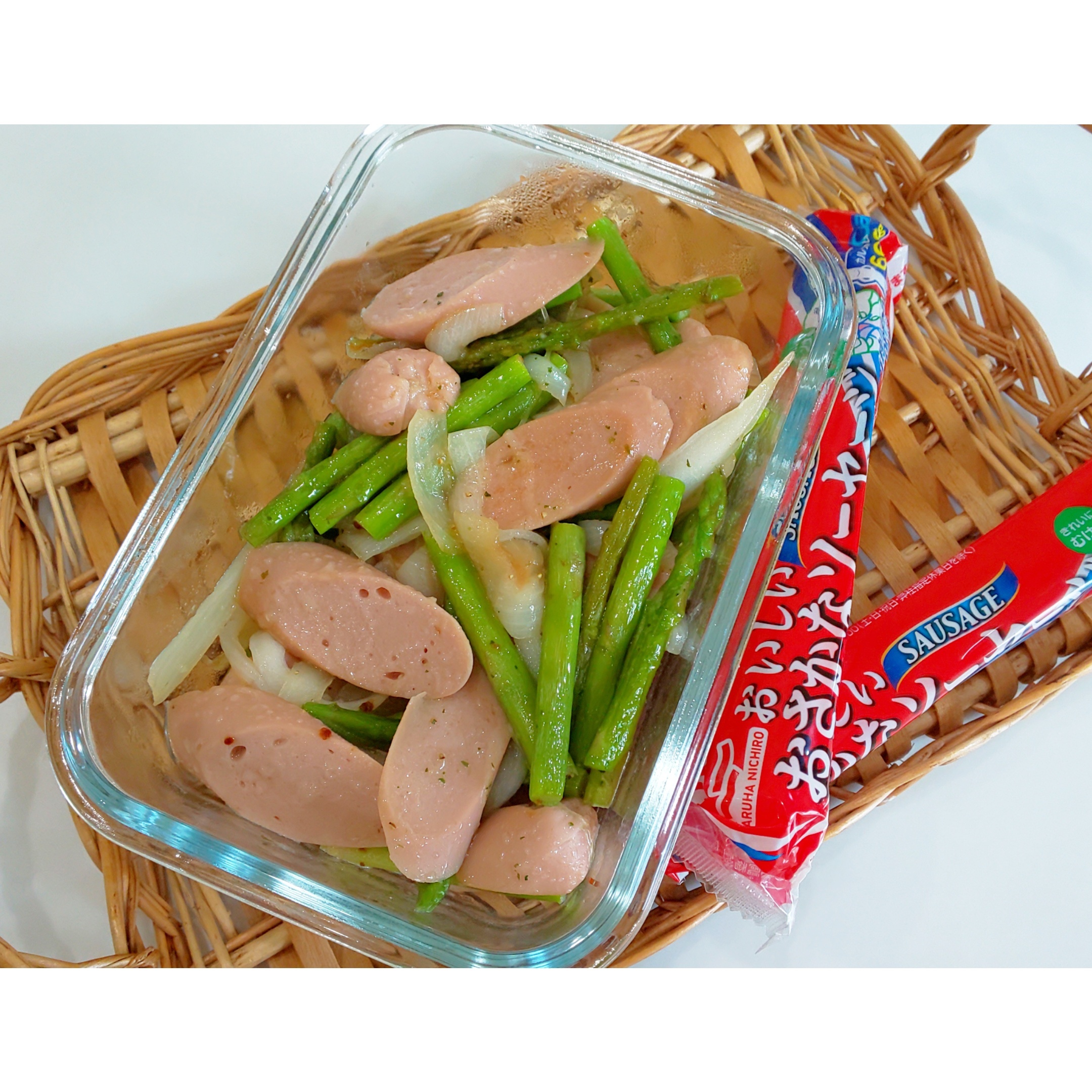 アスパラおさかなソーセージ炒め